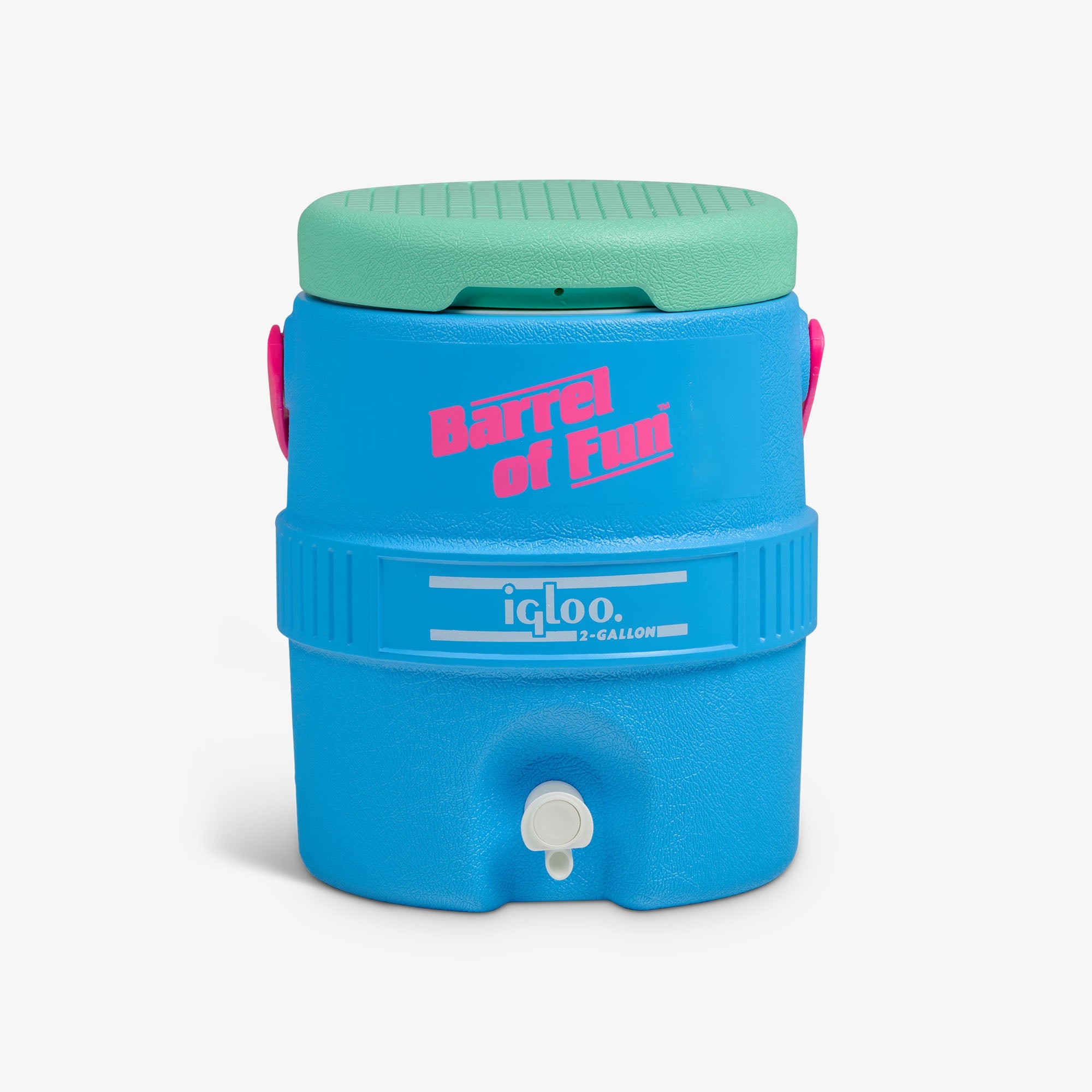 Retro Barrel of Fun 2 Gallon Jug O4 - Carolina Blue - Front View