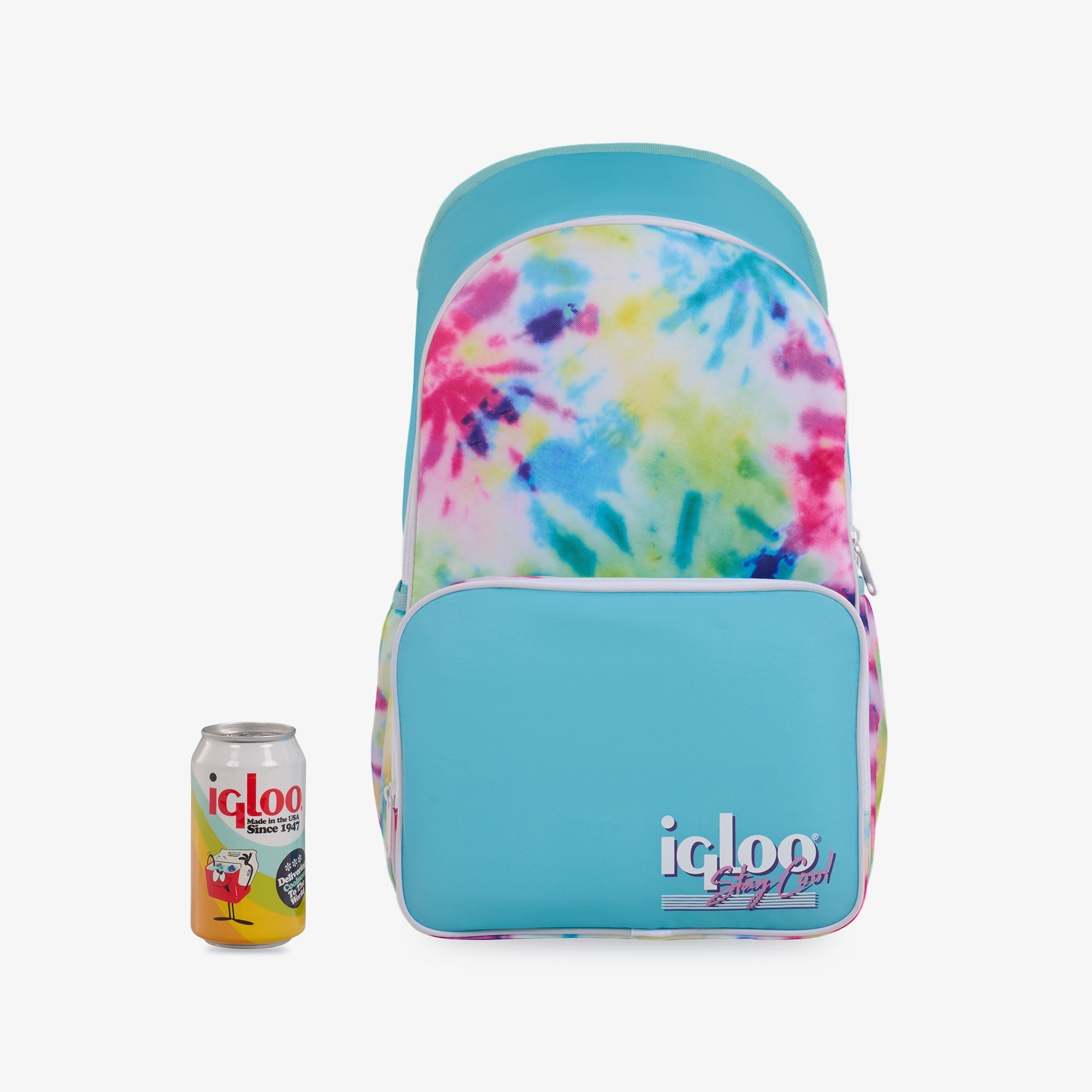 Retro Backpack Cooler H3 - Tie-Dye - Size View