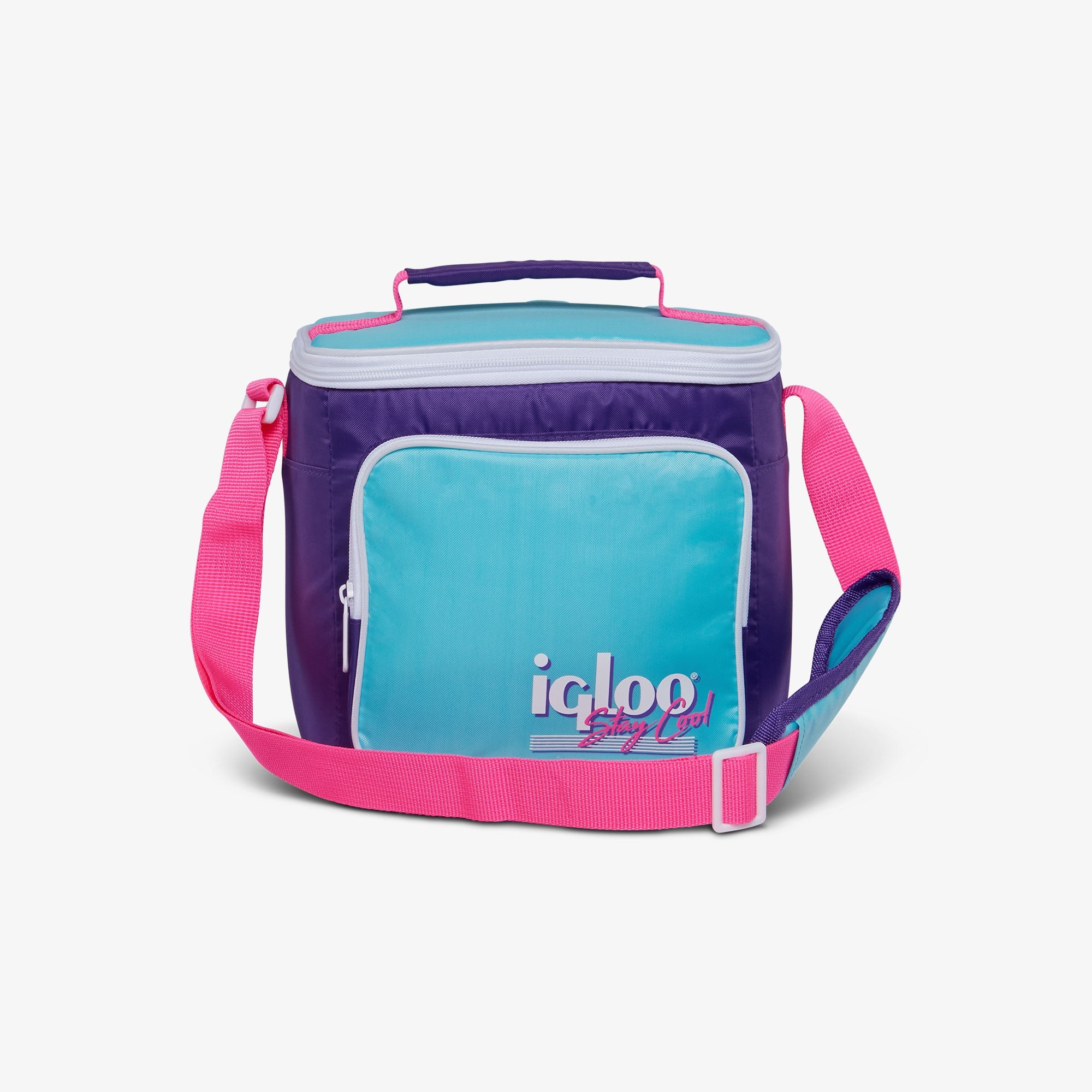 Retro Square Lunch Bag Z6 - Purple - Front View