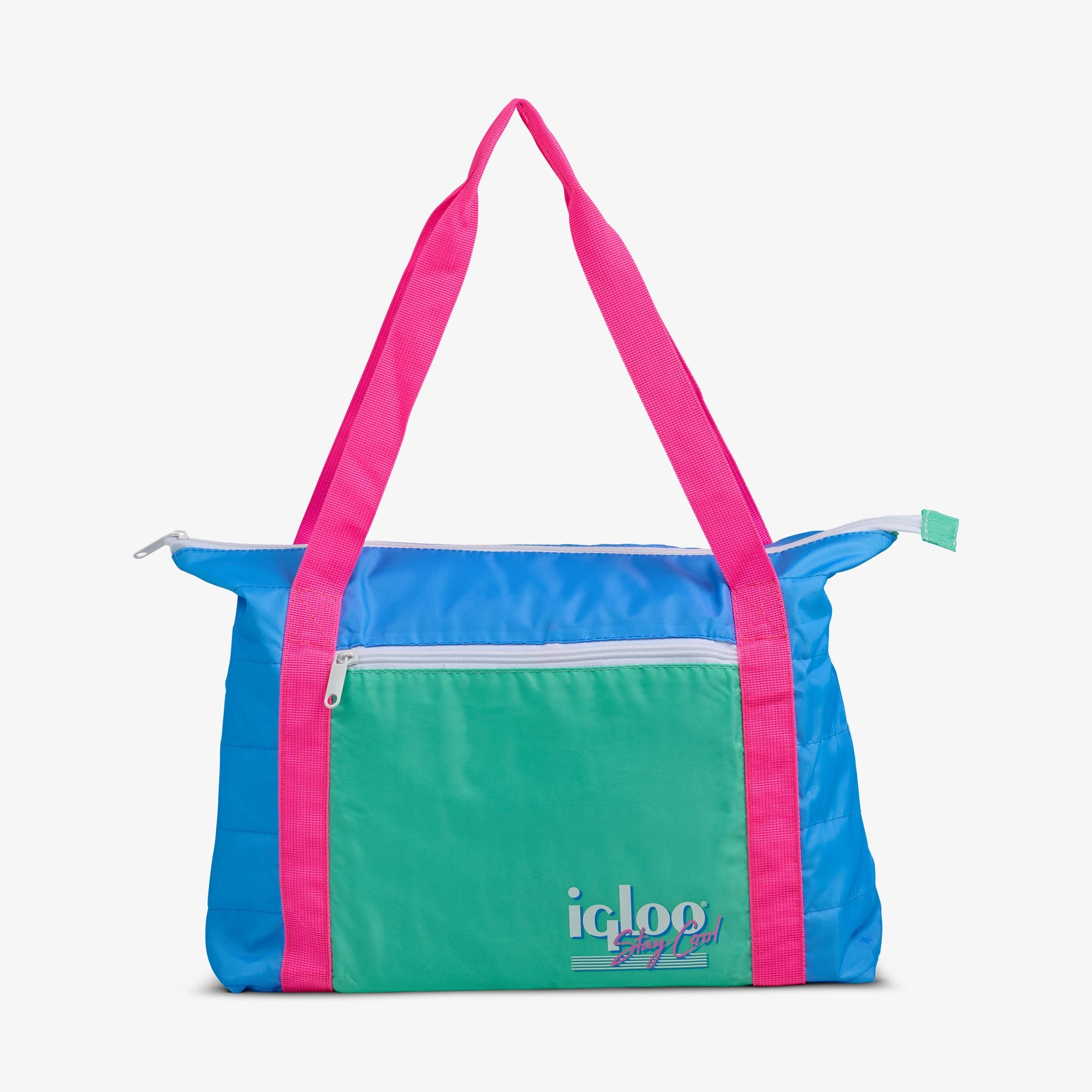 Retro Packable Puffer 20-Can Cooler Bag A9 - Carolina Blue - Front View