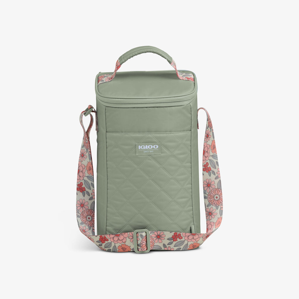 Floral MaxCold® DUO Vertical Crossbody Cooler Bag U3 - Sage - Front View