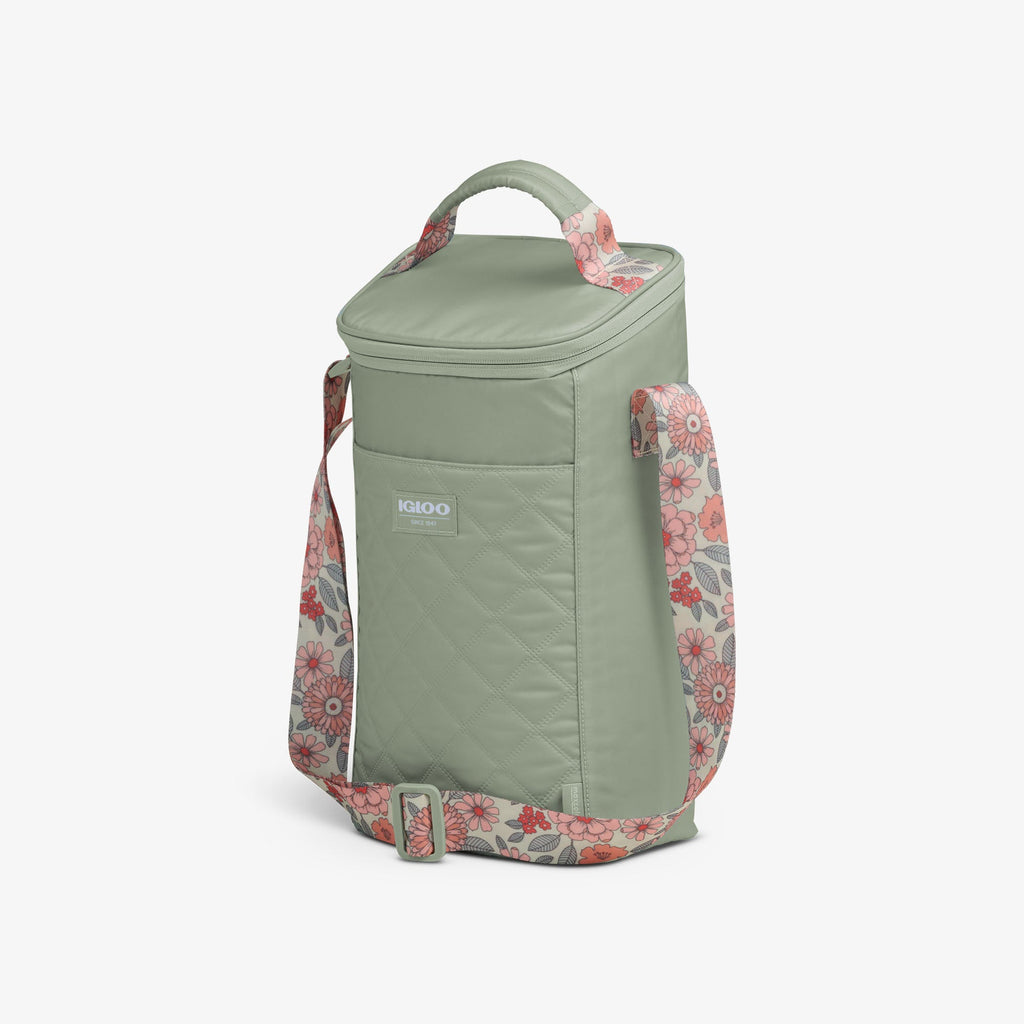 Floral MaxCold® DUO Vertical Crossbody Cooler Bag U3 - Sage - Product View