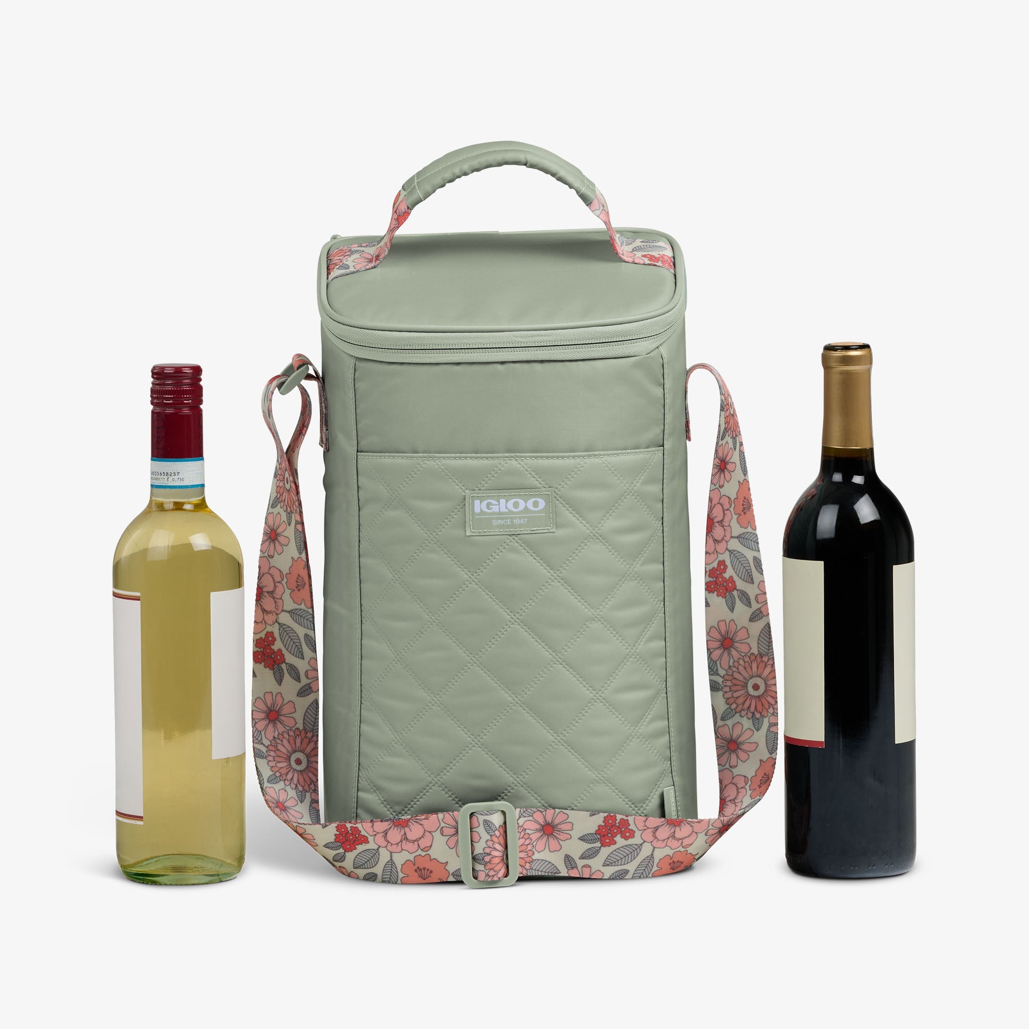Floral MaxCold® DUO Vertical Crossbody Cooler Bag U3 - Sage - Product View