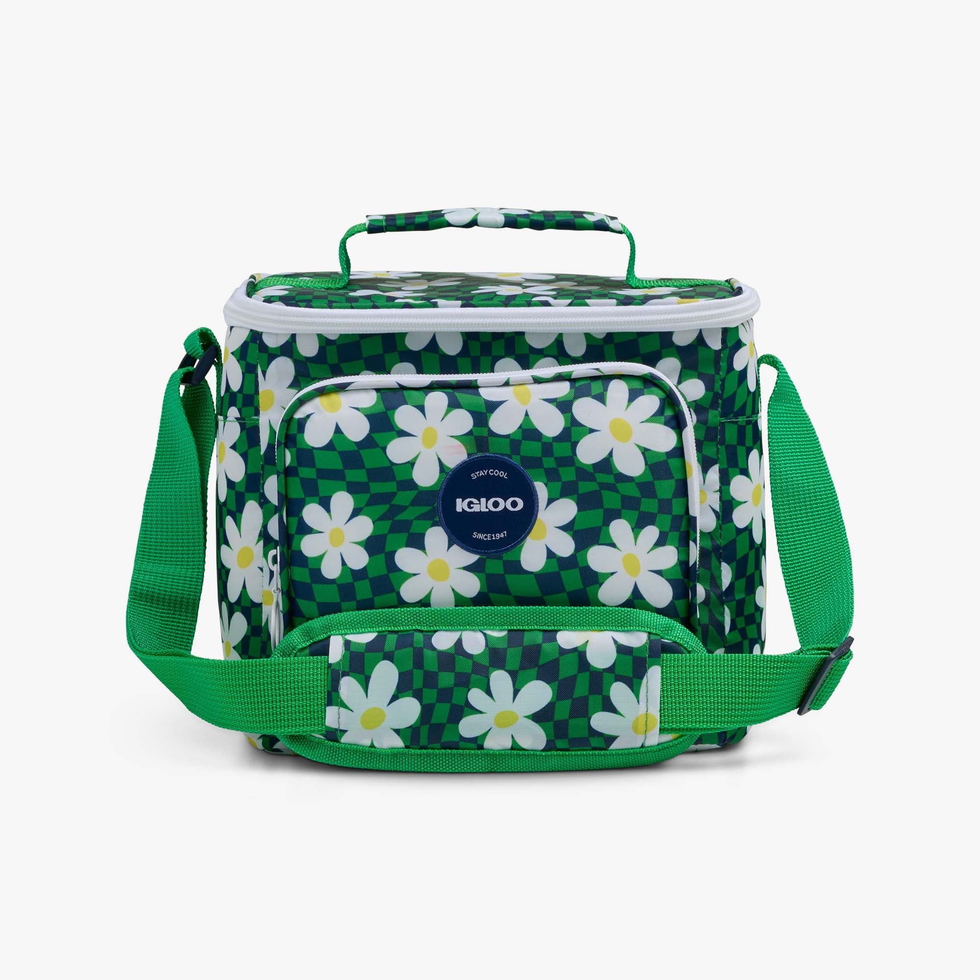 Retro Square Lunch Bag Z6 - Psychedelic Daisy - Front View