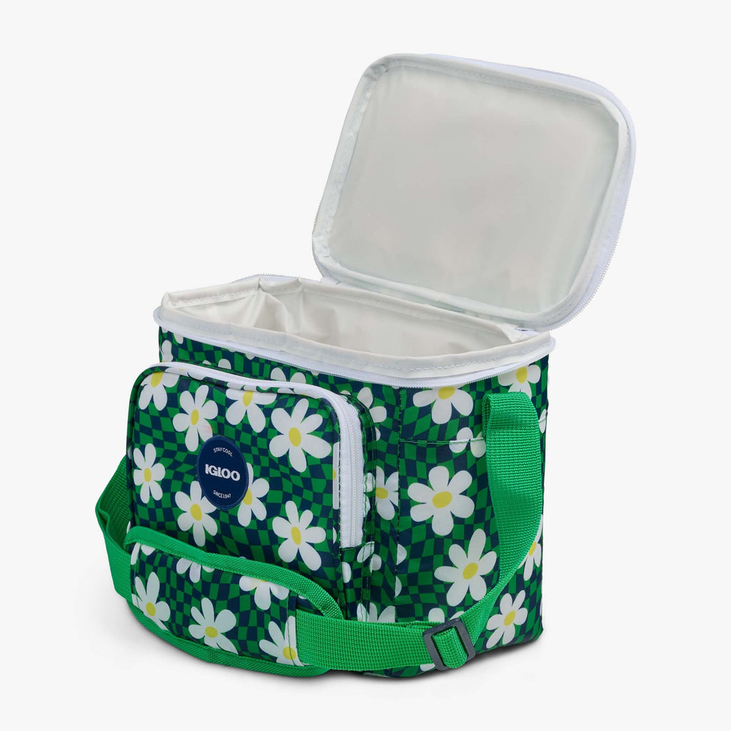 Retro Square Lunch Bag Z6 - Psychedelic Daisy - Open View