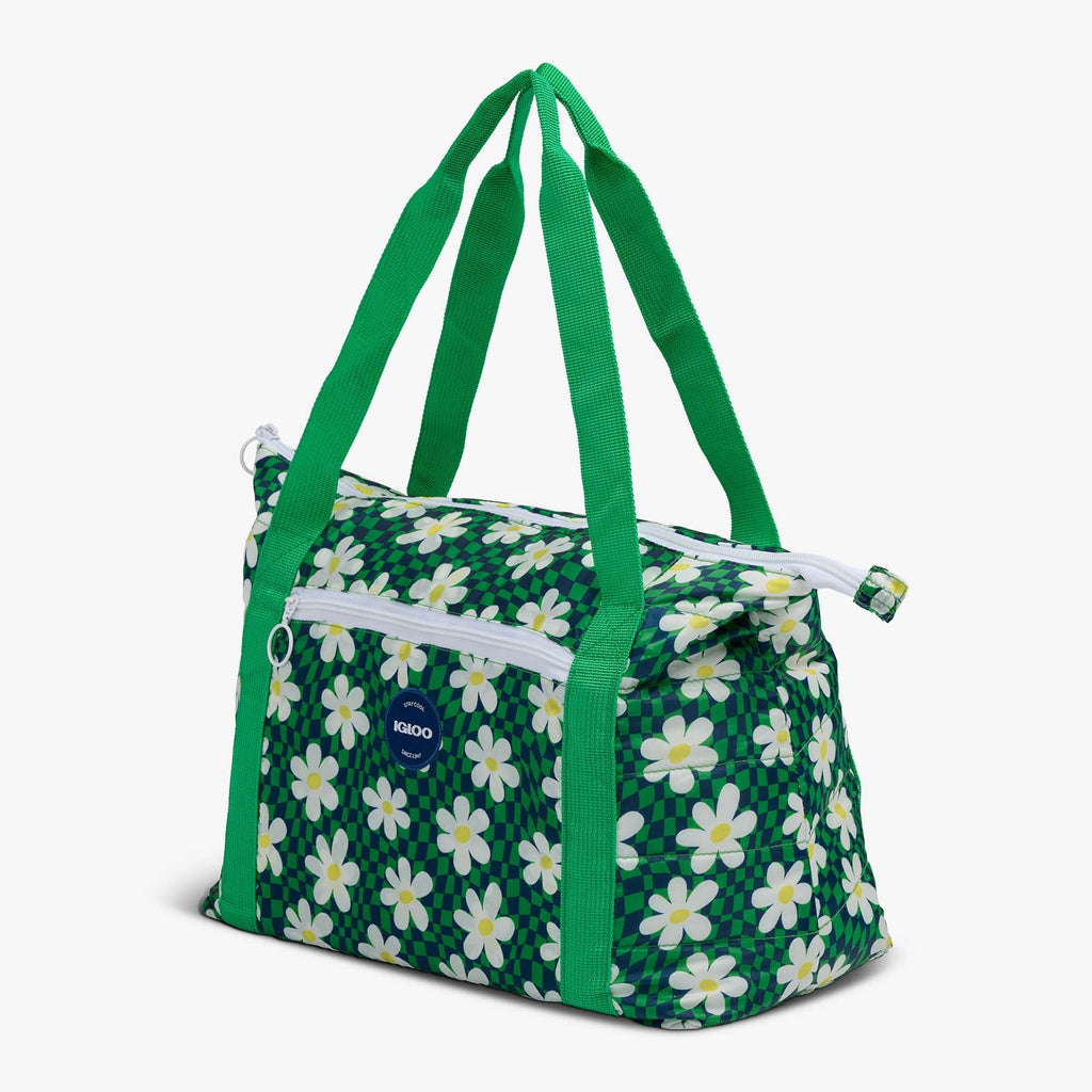 Retro Packable Puffer 20-Can Cooler Bag A9 - Psychedelic Daisy - Product View