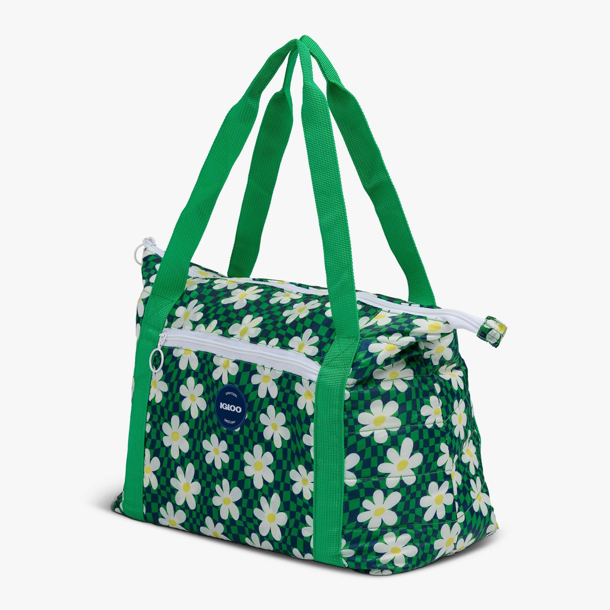 Retro Packable Puffer 20-Can Cooler Bag A9 - Psychedelic Daisy - Product View
