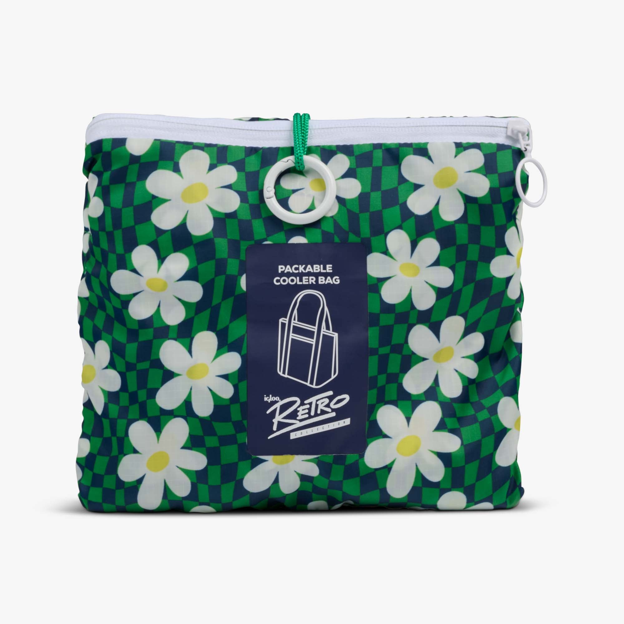 Retro Packable Puffer 20-Can Cooler Bag A9 - Psychedelic Daisy - Product View