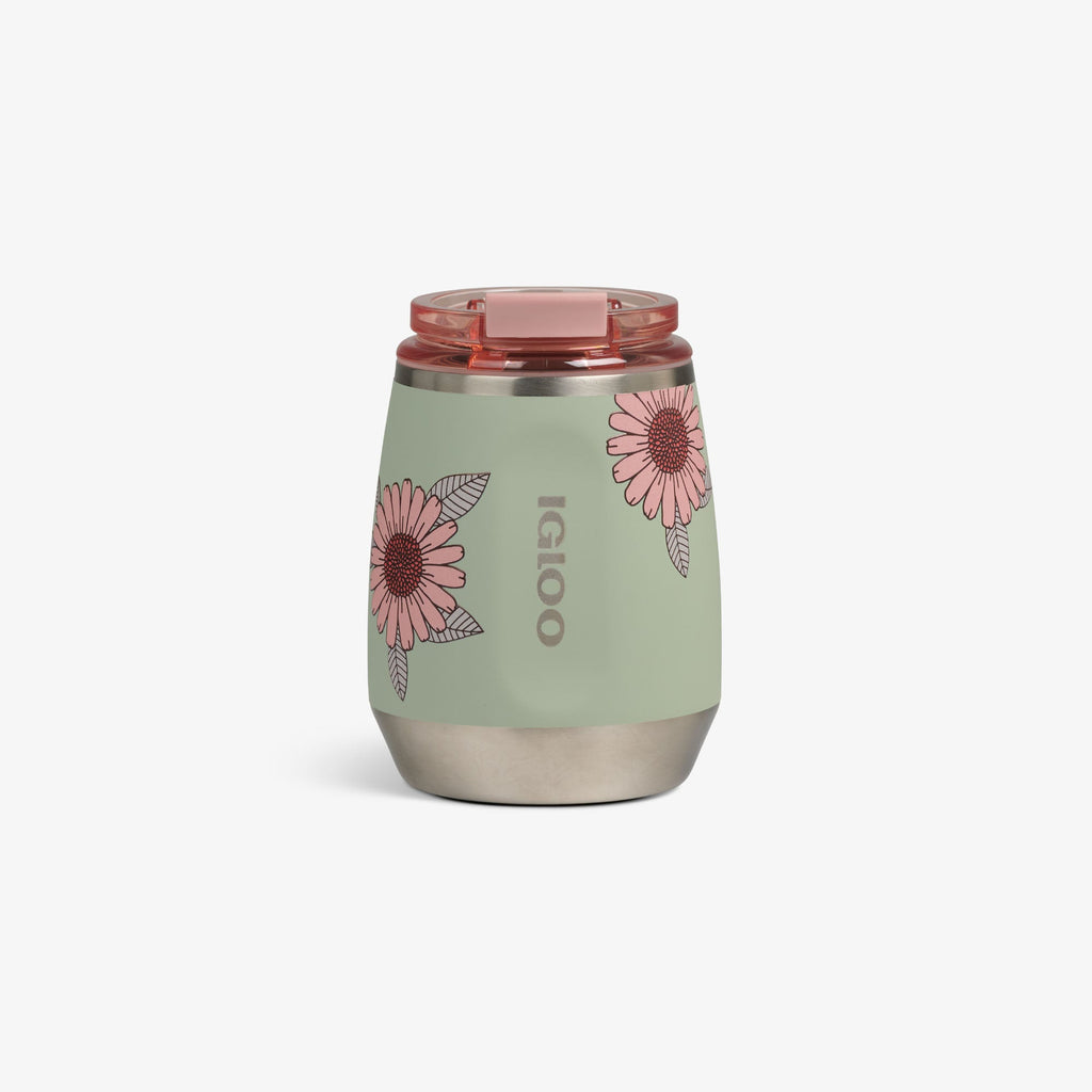Floral 10 Oz Wine Tumbler A8 - Sage - Front View