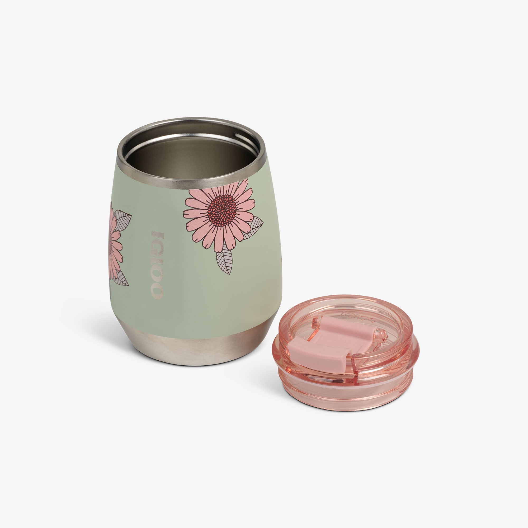 Floral 10 Oz Wine Tumbler A8 - Sage - Open View