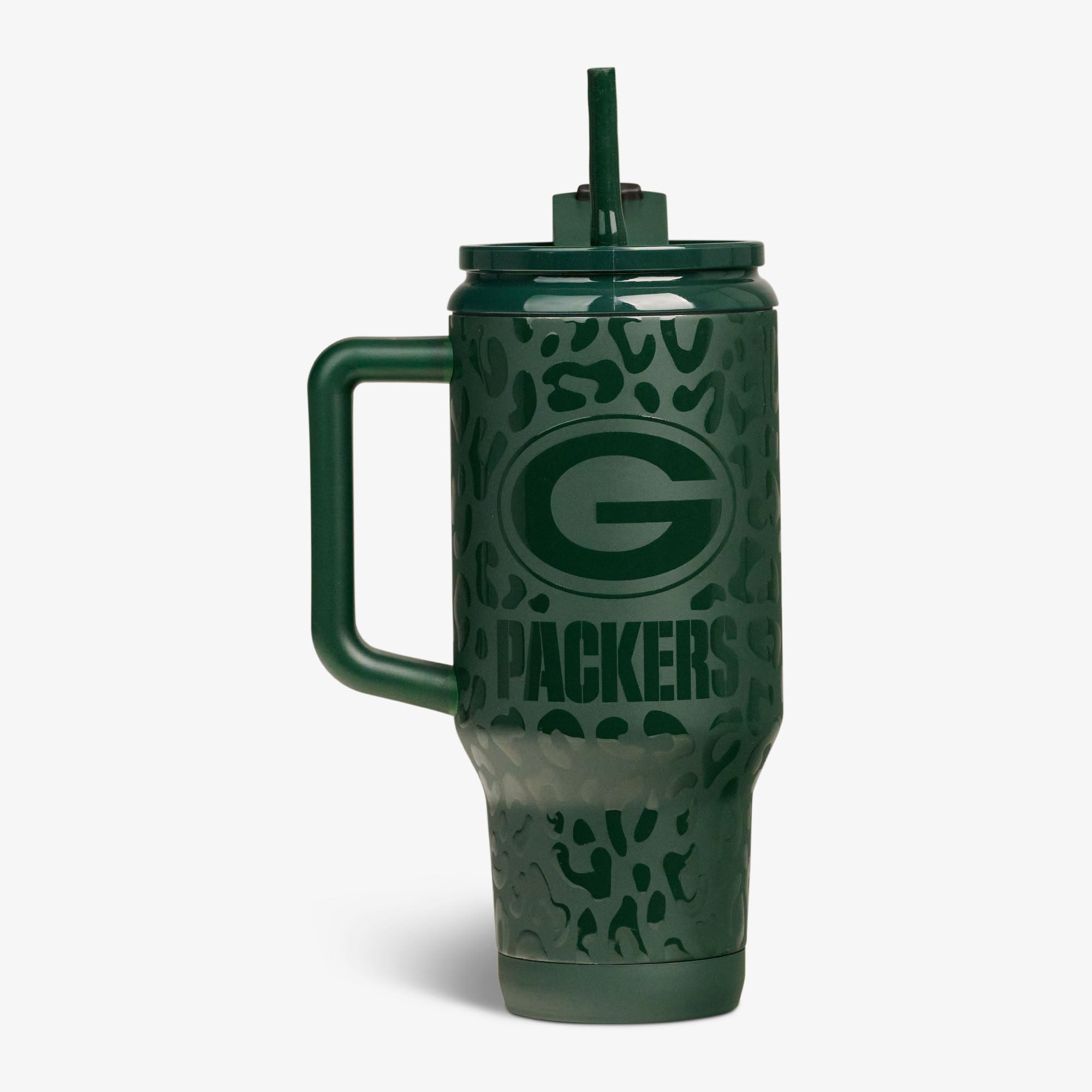NFL 32 Oz Leopard Flip ‘n’ Sip Travel Mug N1 - Packers - Product View