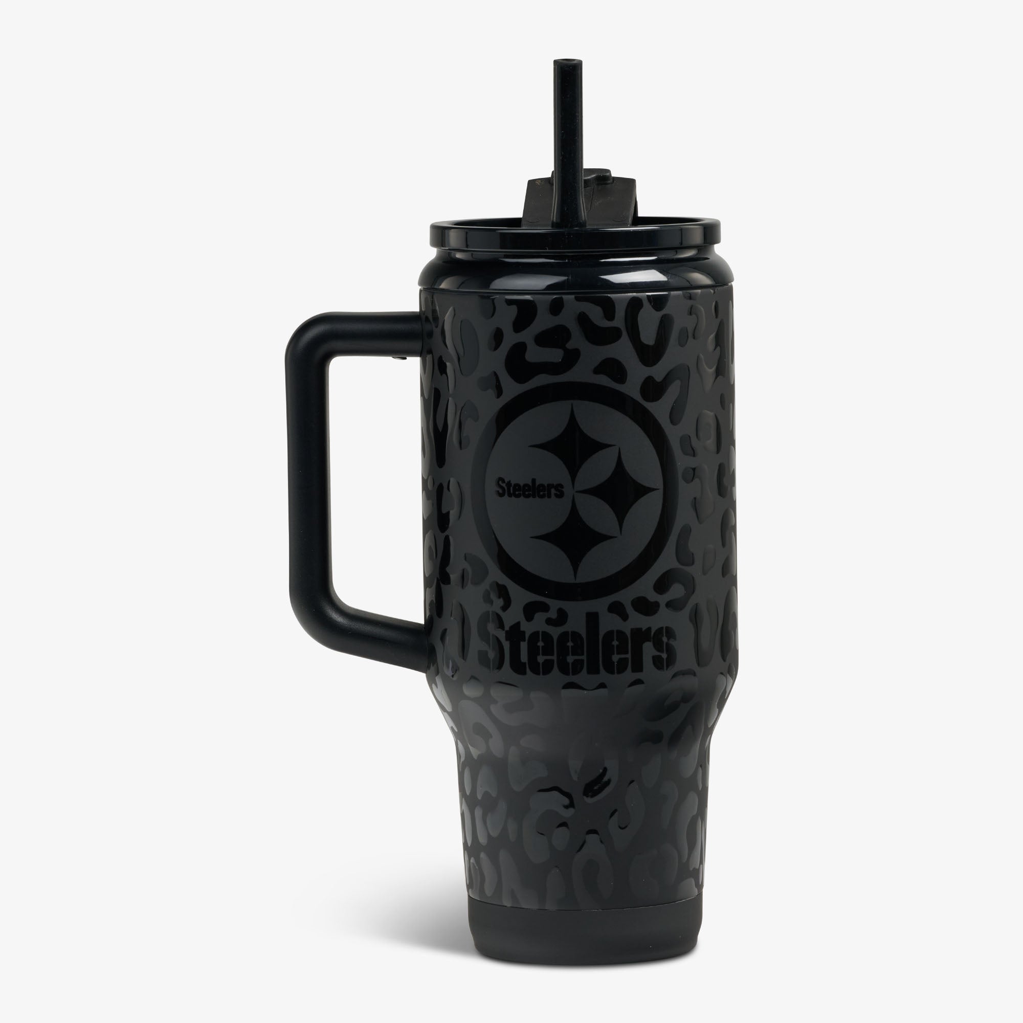 NFL 32 Oz Leopard Flip ‘n’ Sip Travel Mug N1 - Steelers - Product View
