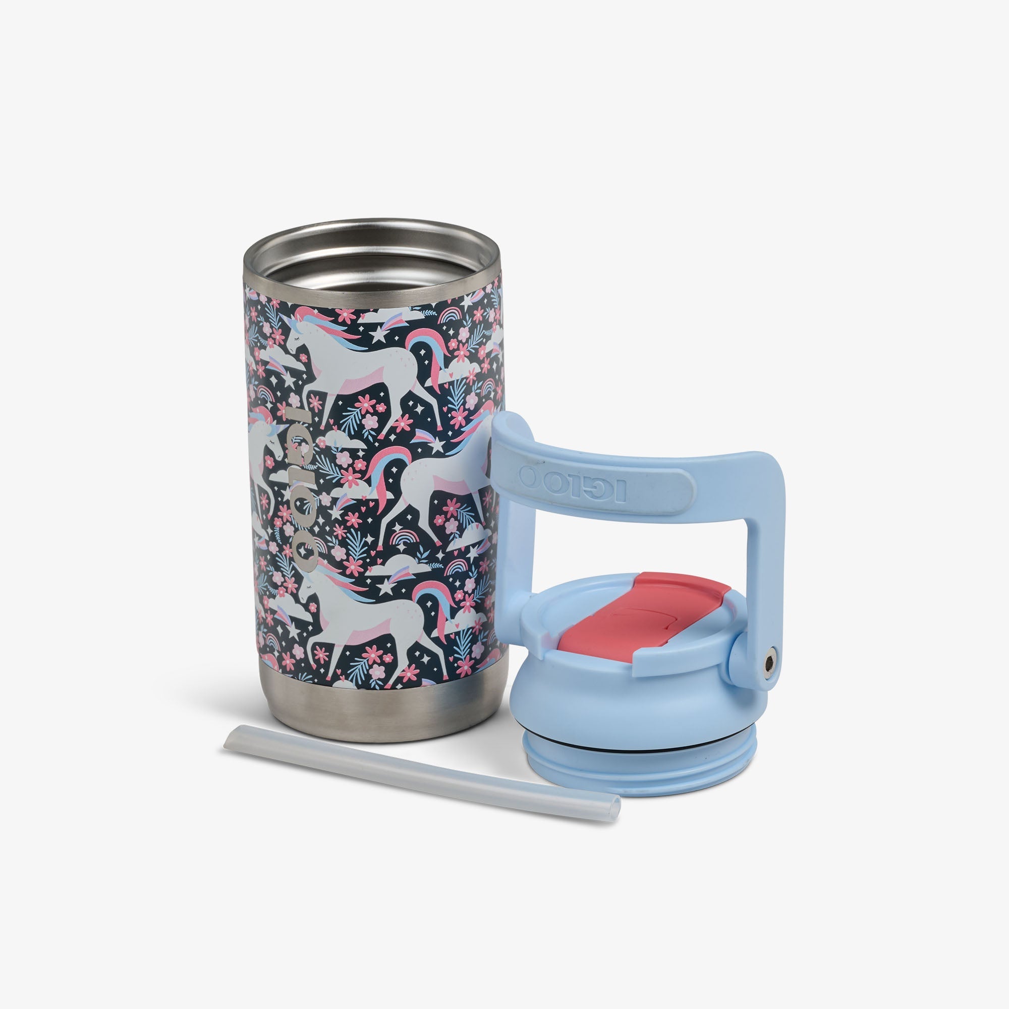 Kids Lunch 12 Oz Sipper Bottle C8 - Unicorns - Open View