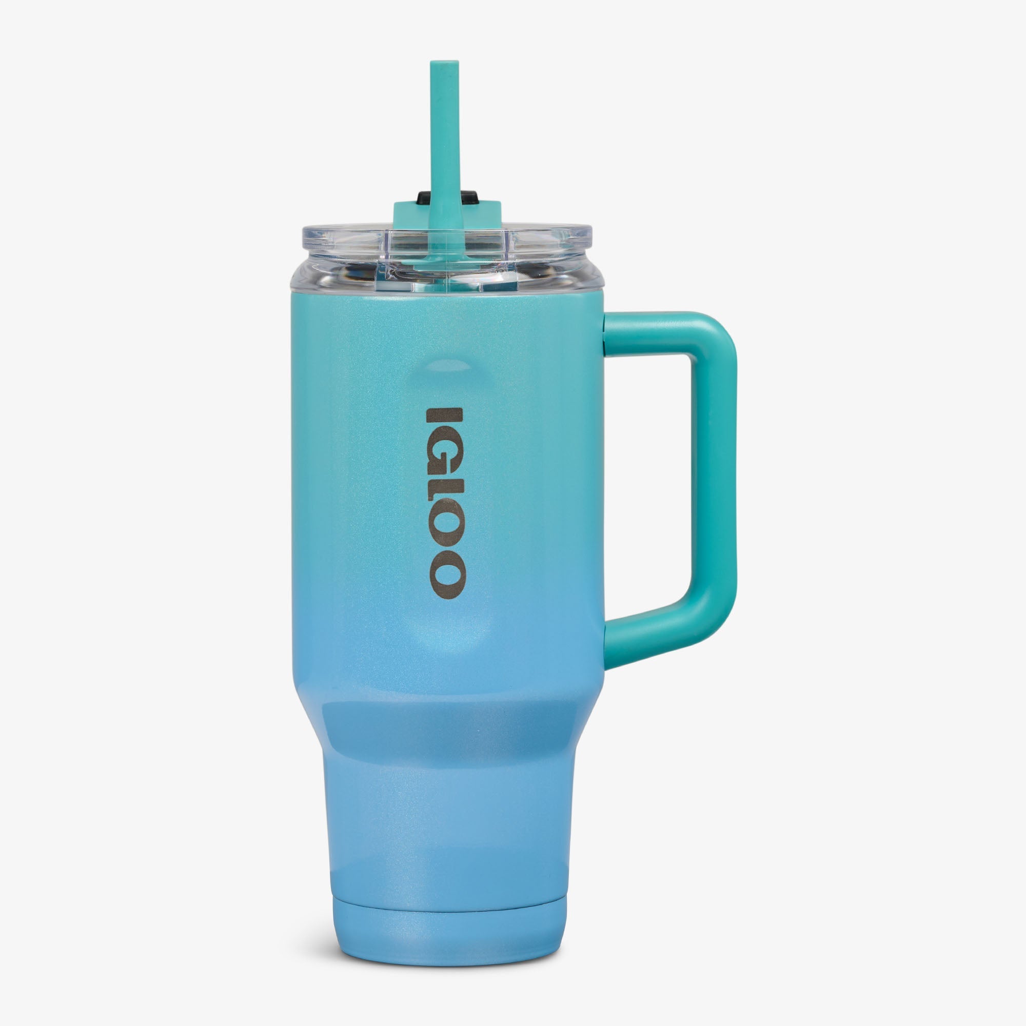32 Oz Flip ‘n’ Sip Travel Mug B4 - Gradient Teal - Strap View