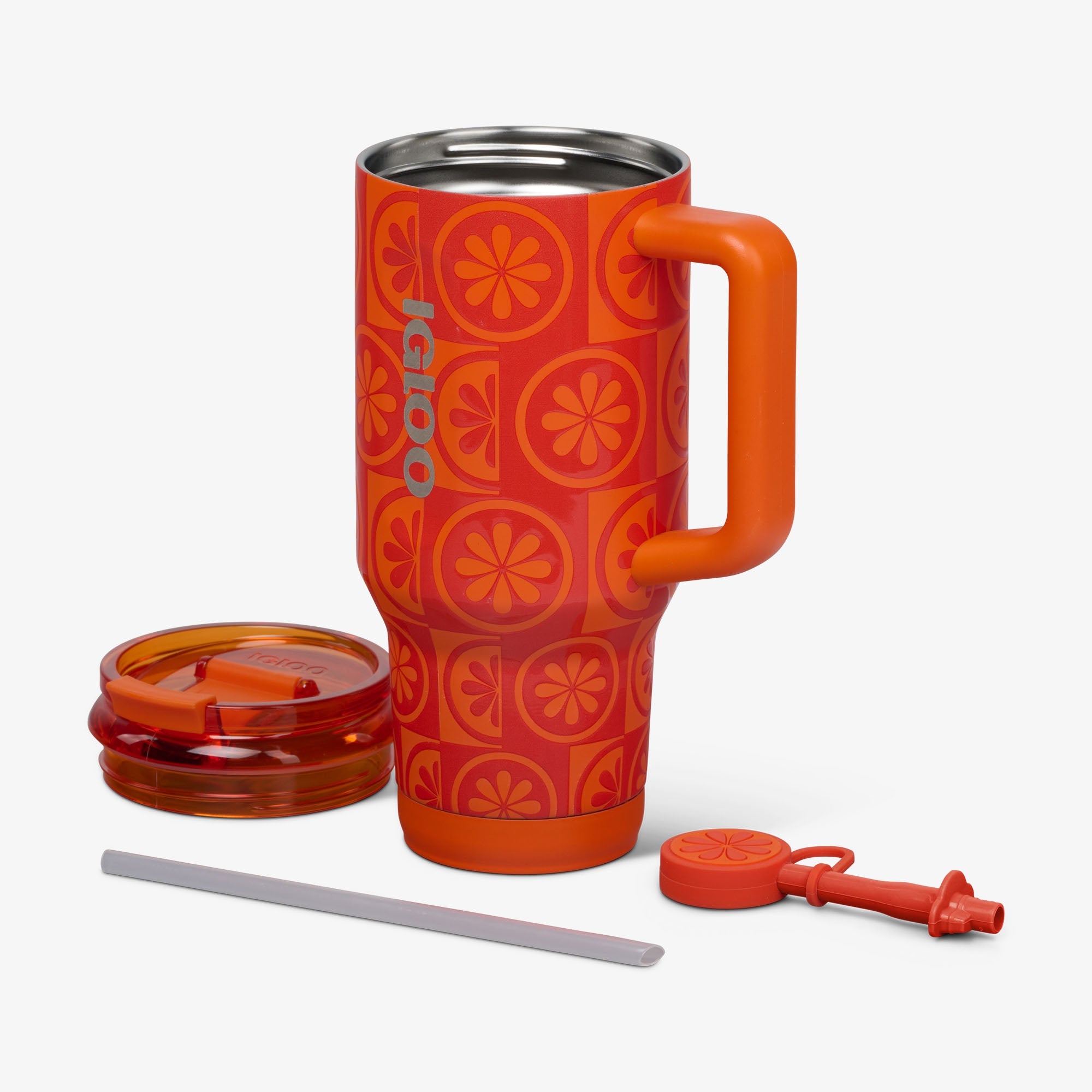 32 Oz Flip ‘n’ Sip Travel Mug B4 - Orange - Open View